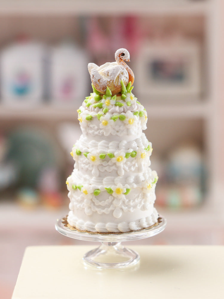 Handmade Miniature Dollhouse 3-Tier Stacked Cake with French