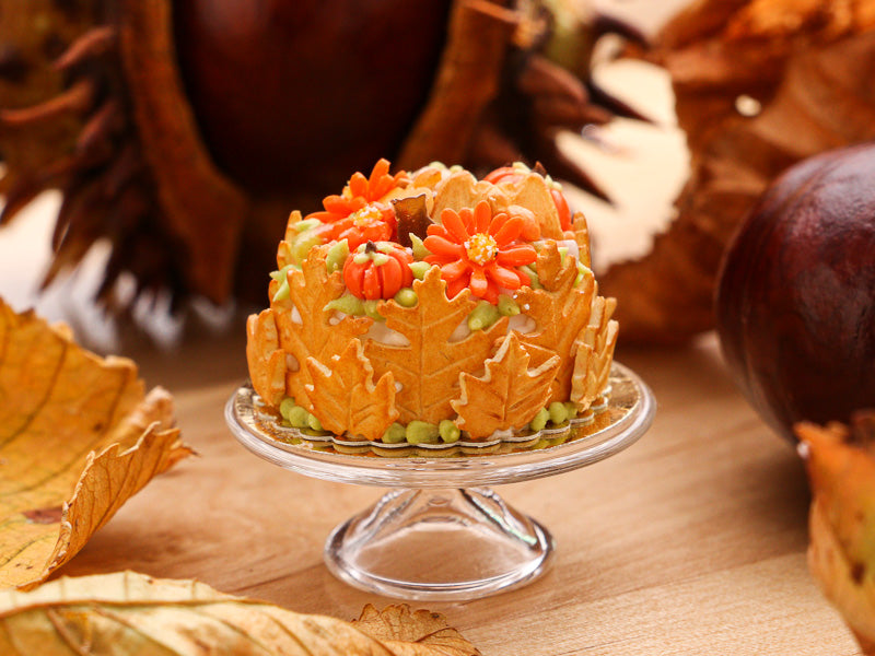 Cookie Leaf Cake for Autumn Fall Halloween Miniature Food