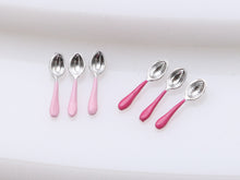 Load image into Gallery viewer, Set of Three Dessert Spoons, Choose from Dark Pink, Light Pink - Dollhouse Miniature
