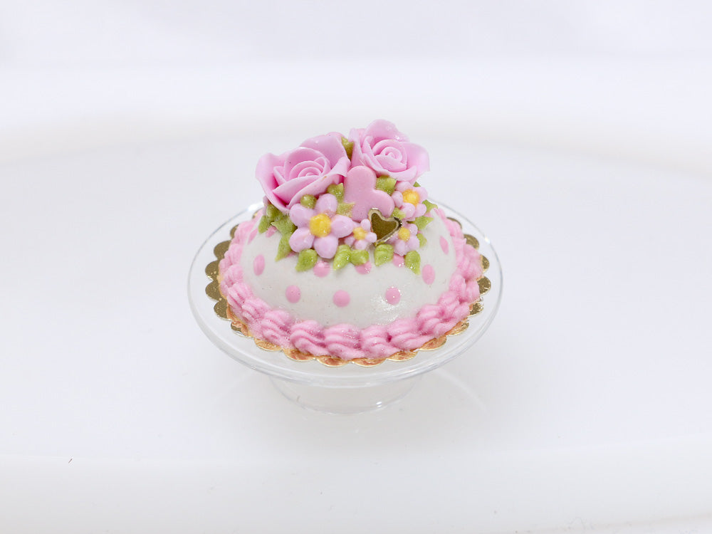 Pretty In Pink Rose Cake - Artisan fully Handmade retailer Miniature in 12th scale. From After Dark miniatures