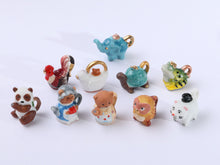 Load image into Gallery viewer, Series of Cute Animal Porcelain Teapots - Fèves - 12th scale Miniature Dollhouse Accessorie