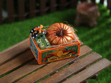 Load image into Gallery viewer, Autumn Crate with Pumpkin and Jar - Handmade Dollhouse Miniature in 1:12 Scale