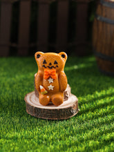Load image into Gallery viewer, Jack-o’-Lantern Teddy Cake with Candy Corn, Halloween Miniature 1:12 Scale, OOAK Dollhouse Food