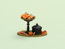 Load image into Gallery viewer, Halloween Candy Display Miniature – Pedestal Dish, Candy Canes &amp; Bonbonnière Box – 1:12 Dollhouse OOAK Handmade Polymer Clay Decor