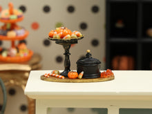 Load image into Gallery viewer, Halloween Candy Display Miniature – Pedestal Dish, Candy Canes &amp; Bonbonnière Box – 1:12 Dollhouse OOAK Handmade Polymer Clay Decor