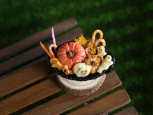 Load image into Gallery viewer, Halloween Treat Basket with Ghosts and Pumpkins – Halloween Miniature Food – OOAK 1:12 Scale