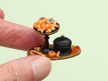 Load image into Gallery viewer, Halloween Candy Display Miniature – Pedestal Dish, Candy Canes &amp; Bonbonnière Box – 1:12 Dollhouse OOAK Handmade Polymer Clay Decor