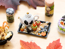Load image into Gallery viewer, Halloween Tea Tray with Jack Skellington Teapot and Skeleton Cookies – Halloween Miniature Food – OOAK 1:12 Scale