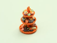 Load image into Gallery viewer, Miniature Autumn and Halloween Treats on Three tiered Stand - 1:12 Scale Dollhouse Decor