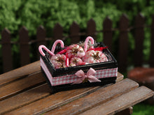 Load image into Gallery viewer, Halloween Crate of Pink Pumpkins and Candy - Handmade Miniature in 1:12 scale