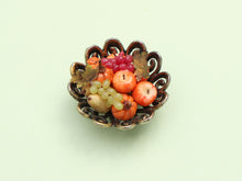 Load image into Gallery viewer, Autumn Fruits in Ornate Fruit Bowl - 12th scale Handmade Miniature Food