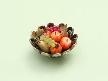 Load image into Gallery viewer, Autumn Fruits in Ornate Fruit Bowl - 12th scale Handmade Miniature Food