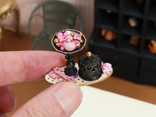 Load image into Gallery viewer, Pink Halloween Candy Display Miniature – Gothic Pedestal Dish, Candy Canes &amp; Bonbonnière Box – 1:12 Dollhouse OOAK Handmade Polymer Clay Decor