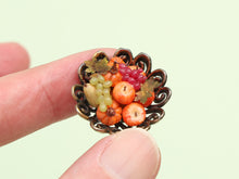 Load image into Gallery viewer, Autumn Fruits in Ornate Fruit Bowl - 12th scale Handmade Miniature Food
