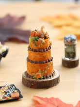 Load image into Gallery viewer, Autumn Three-Tier Cake with Squirrel and Pumpkins – Miniature Food – OOAK 1:12 Scale