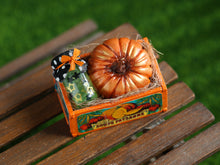 Load image into Gallery viewer, Autumn Crate with Pumpkin and Jar - Handmade Dollhouse Miniature in 1:12 Scale