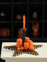 Load image into Gallery viewer, Autumn Candles on a Star Shaped Board - 1:12 Scale Handmade OOAK Halloween Decoration