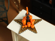Load image into Gallery viewer, Autumn Candles on a Star Shaped Board - 1:12 Scale Handmade OOAK Halloween Decoration