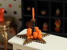 Load image into Gallery viewer, Autumn Candles on a Star Shaped Board - 1:12 Scale Handmade OOAK Halloween Decoration