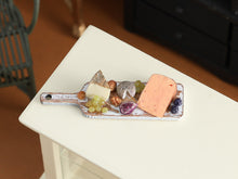 Load image into Gallery viewer, Miniature Cheese Board with Fruit - 1:12 Scale OOAK handmade dollhouse miniature