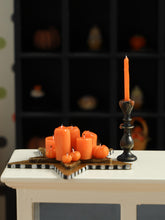 Load image into Gallery viewer, Autumn Candles on a Star Shaped Board - 1:12 Scale Handmade OOAK Halloween Decoration