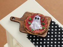 Load image into Gallery viewer, Mozzarella Ghost Miniature Pizza - 1:12 Scale Halloween Food for Dollhouses