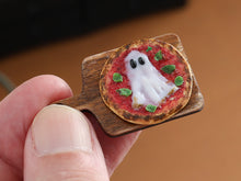 Load image into Gallery viewer, Mozzarella Ghost Miniature Pizza - 1:12 Scale Halloween Food for Dollhouses