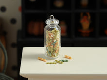 Load image into Gallery viewer, Tricolour Pasta Twists in Glass Jar (Loose) - 1:12 Scale OOAK Handmade Dollhouse Miniature