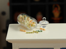 Load image into Gallery viewer, Tricolour Pasta Twists in Glass Jar (Loose) - 1:12 Scale OOAK Handmade Dollhouse Miniature
