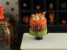 Load image into Gallery viewer, Pistachio &amp; Pumpkin Drip Cake - 12th scale Handmade Miniature Autumn Food