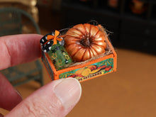 Load image into Gallery viewer, Autumn Crate with Pumpkin and Jar - Handmade Dollhouse Miniature in 1:12 Scale