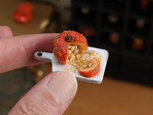 Load image into Gallery viewer, Cut-Open Pumpkin with Seeds on Rustic Chopping Board, 1:12 Dollhouse Miniature Food, OOAK