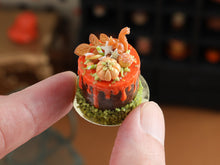 Load image into Gallery viewer, Pistachio &amp; Pumpkin Drip Cake - 12th scale Handmade Miniature Autumn Food
