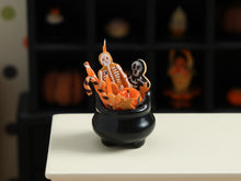 Load image into Gallery viewer, Halloween Cauldron of Skeleton Cookies, Candles &amp; Candy Canes, 1:12 Dollhouse Miniature Food, OOAK