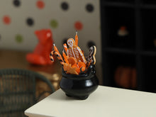Load image into Gallery viewer, Halloween Cauldron of Skeleton Cookies, Candles &amp; Candy Canes, 1:12 Dollhouse Miniature Food, OOAK