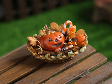 Load image into Gallery viewer, Halloween Basket of Autumn Cookies and Candies - Handmade Dollhouse Miniature in 1:12 Scale