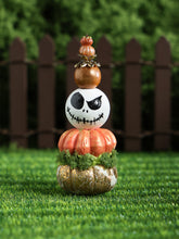 Load image into Gallery viewer, Stacked Pumpkin Tower with Jack Skellington Face – Halloween Miniature Decor – OOAK 1:12 Scale