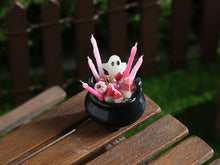 Load image into Gallery viewer, Halloween Cauldron of Candles and Candy  - 1:12 Scale Handmade Miniature fo Dollhouses