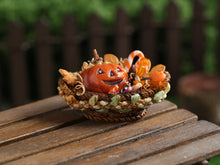 Load image into Gallery viewer, Halloween Basket of Autumn Cookies and Candies - Handmade Dollhouse Miniature in 1:12 Scale