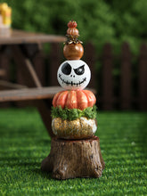 Load image into Gallery viewer, Stacked Pumpkin Tower with Jack Skellington Face – Halloween Miniature Decor – OOAK 1:12 Scale