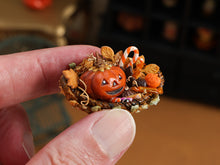 Load image into Gallery viewer, Halloween Basket of Autumn Cookies and Candies - Handmade Dollhouse Miniature in 1:12 Scale
