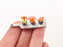Load image into Gallery viewer, Autumn Cupcakes on Wooden Board - Autumn Tree, Pumpkins, Sliced Apple - Handmade Miniature Food for 12th Scale Dollhouse