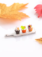 Load image into Gallery viewer, Halloween Candy Cupcakes on Board - Handmade Miniature Food for 12th Scale Dollhouse