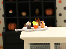 Load image into Gallery viewer, Halloween Candy Cupcakes on Board - Handmade Miniature Food for 12th Scale Dollhouse