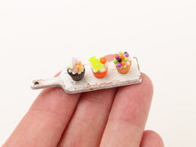 Load image into Gallery viewer, Halloween Candy Cupcakes on Board - Handmade Miniature Food for 12th Scale Dollhouse