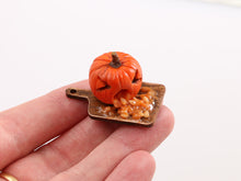 Load image into Gallery viewer, Mini “Sick Pumpkin” Display 🎃 - 12th Scale Handmade Dollhouse Miniature