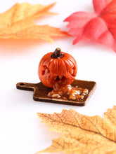 Load image into Gallery viewer, Mini “Sick Pumpkin” Display 🎃 (Evil Version!) - 12th Scale Handmade Dollhouse Miniature