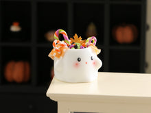 Load image into Gallery viewer, Cute Ghost Halloween Candy Jar (Candy Canes) - 12th Scale Handmade Dollhouse Miniature