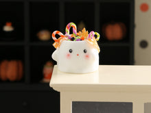 Load image into Gallery viewer, Cute Ghost Halloween Candy Jar (Candy Canes) - 12th Scale Handmade Dollhouse Miniature