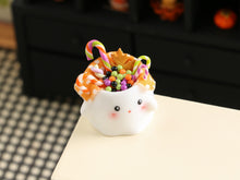 Load image into Gallery viewer, Cute Ghost Halloween Candy Jar (Candy Canes) - 12th Scale Handmade Dollhouse Miniature